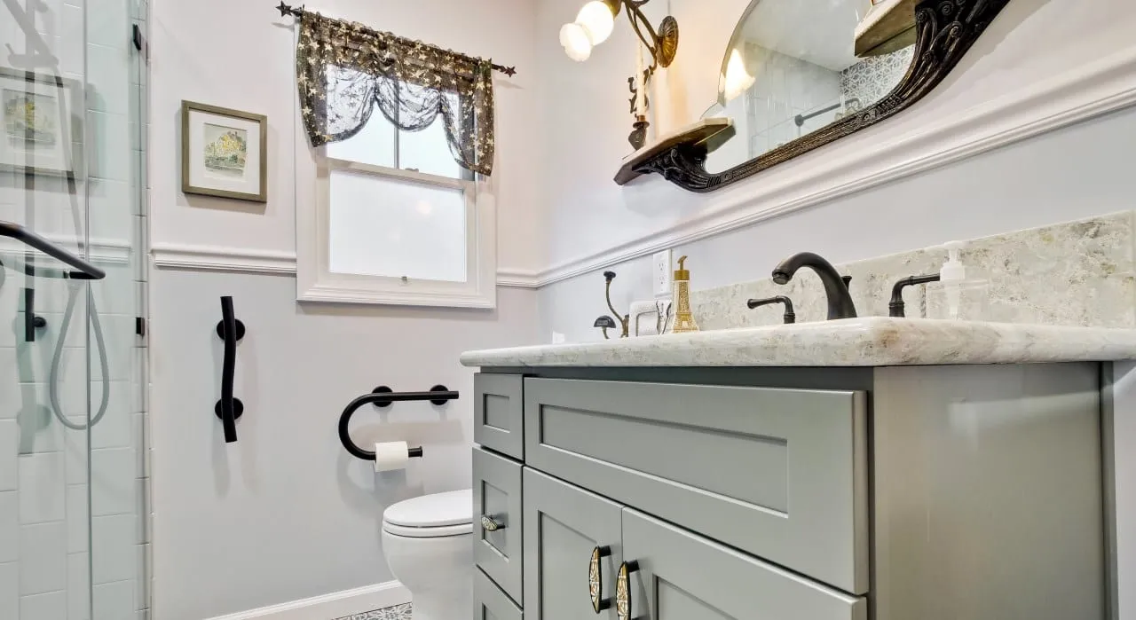 vanity run and arched shelf